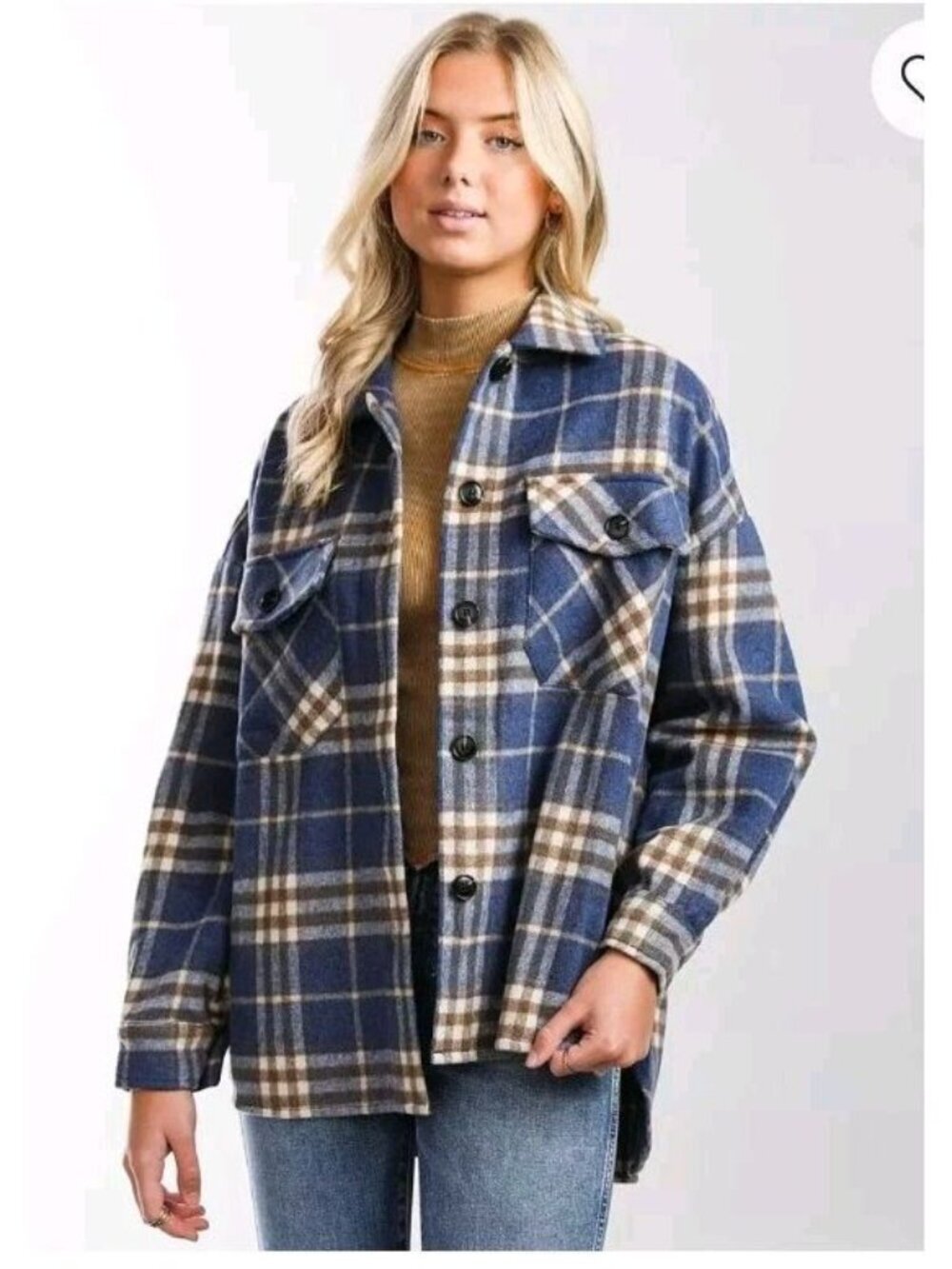 Timing Oversized Flannel Shacket Wool Blend Plaid Shirt Jacket Shacket Small